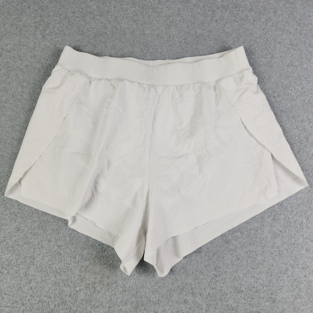 CRZ Yoga Athletic Shorts Womens Large White Split Side Activewear Gym Workout